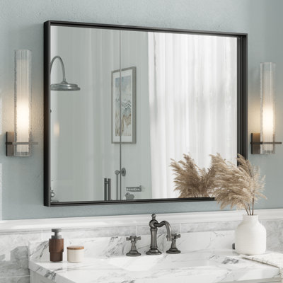 Aevar Tempered Glass and Aluminum Alloy Framed French Cleat Mounted Wall Mirror with 5-Year Warranty