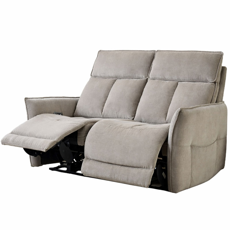 Almita Fabric Upholstered Power Recliner 3 + 2 Sofa Set with USB Charging, Fawn