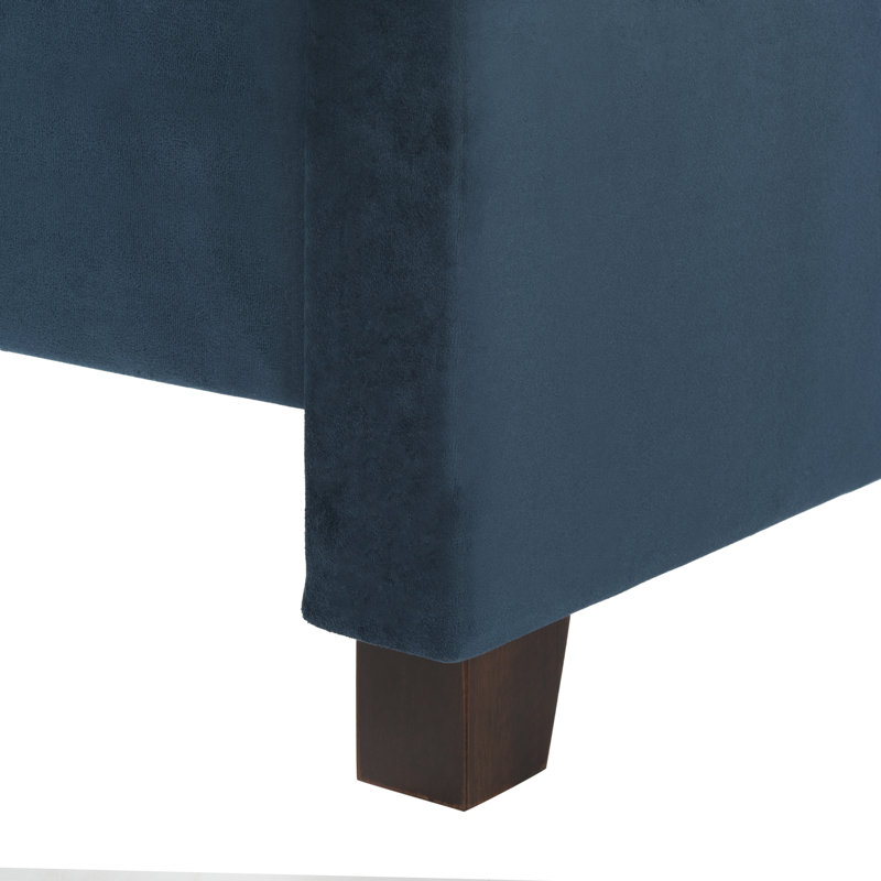 Upholstered Standard Bed, Full, Navy/Silver