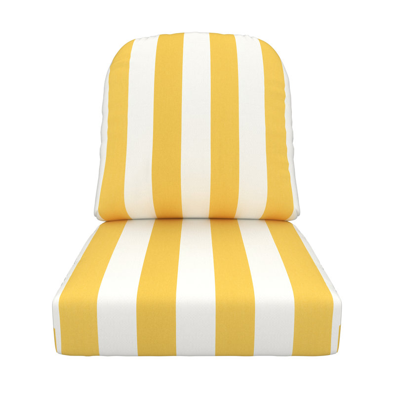 Amala Sunbrella® Outdoor Lounge Chair Seat/Back Cushion, Sunbrella Sail Away Sunflower Cabana Stripe
