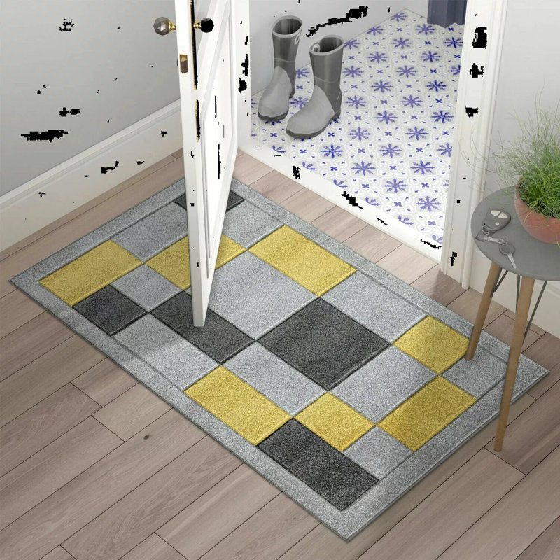 Caythan Non-Slip Indoor Doormat, Yellow/Grey