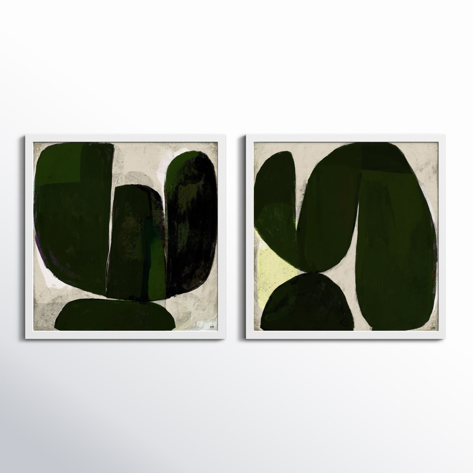 Succulent Set Of 2 by StudioM, 30" H x 30" W x 1.25" D, White