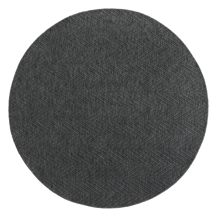TOWN & COUNTRY BASICS Pax Herringbone Textured Solid Machine Washable Area Rug Black