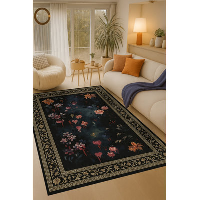 Tapis vert tissé à motif lavable Mosso