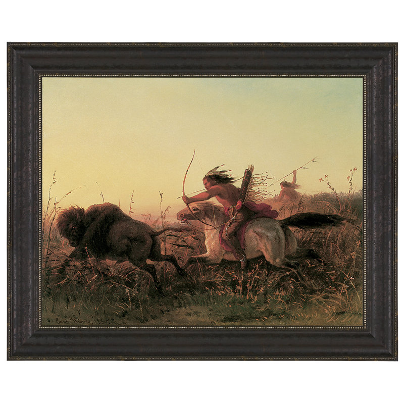 Indian Buffalo Hunt, 1856 Print by Karl Ferdinand Wimar, 30" H x 36.5" W x 1.25" D
