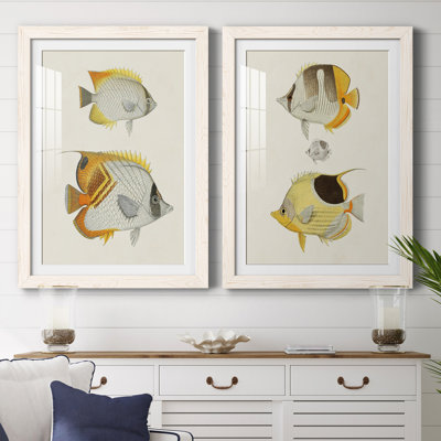 Jaune et gris poisson I encadré mat - prêt à accrocher