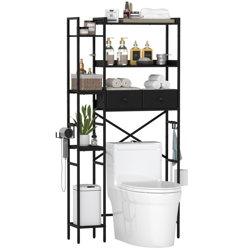 Rangement de salle de bain 7 niveaux à grande capacité, Noir