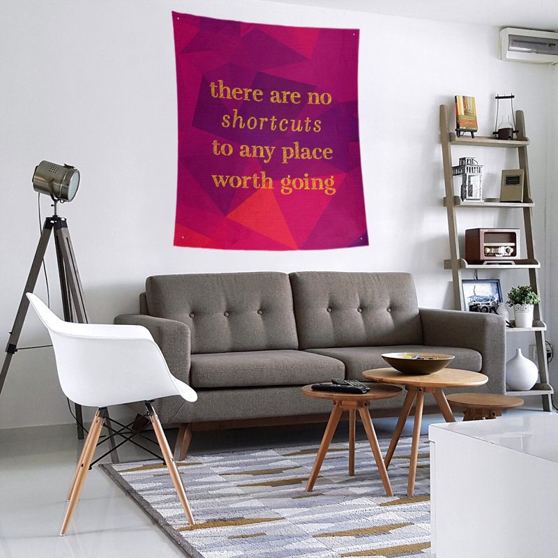 Tapisserie de polyester en faux-pierre non raccourcis, H 27,5 po x l 37,5 po, Rubellite / or