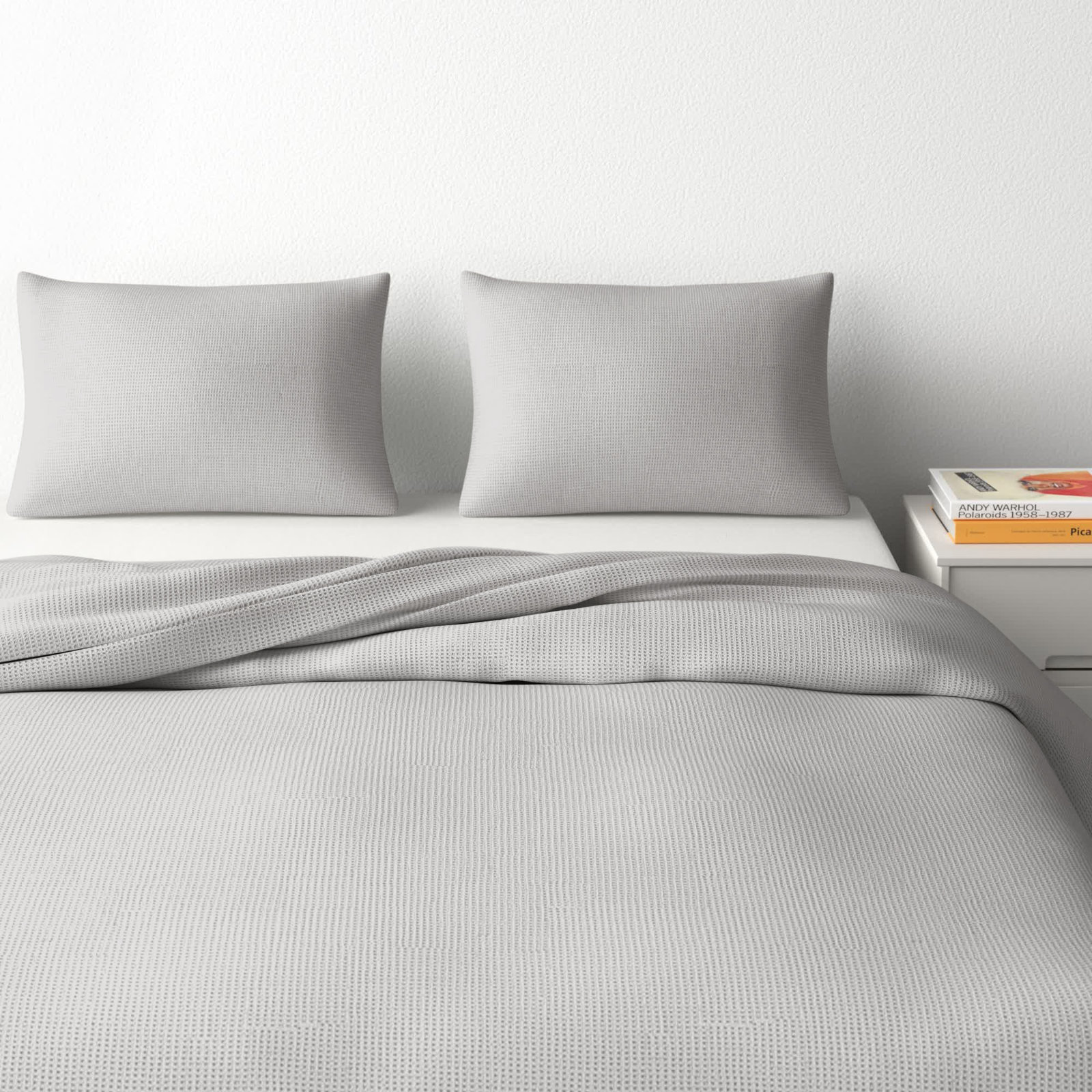 Kappa Cotton Duvet Cover Set, King Duvet Cover + 2 King Shams, Light Gray