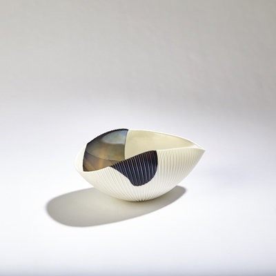 Pleated Bowl-Bronze Stripe