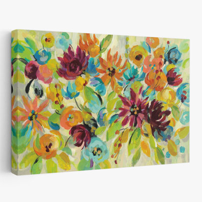 Autumn Joy - Abstrait floral beige et bleu