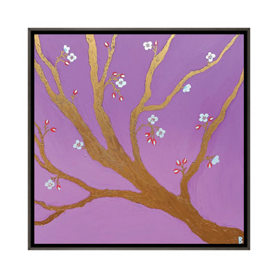 Gold Tree With Spring Flowers - Wall Art Print - Framed Canvas