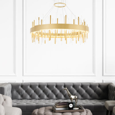 32 in LED Satin Gold Chandelier
