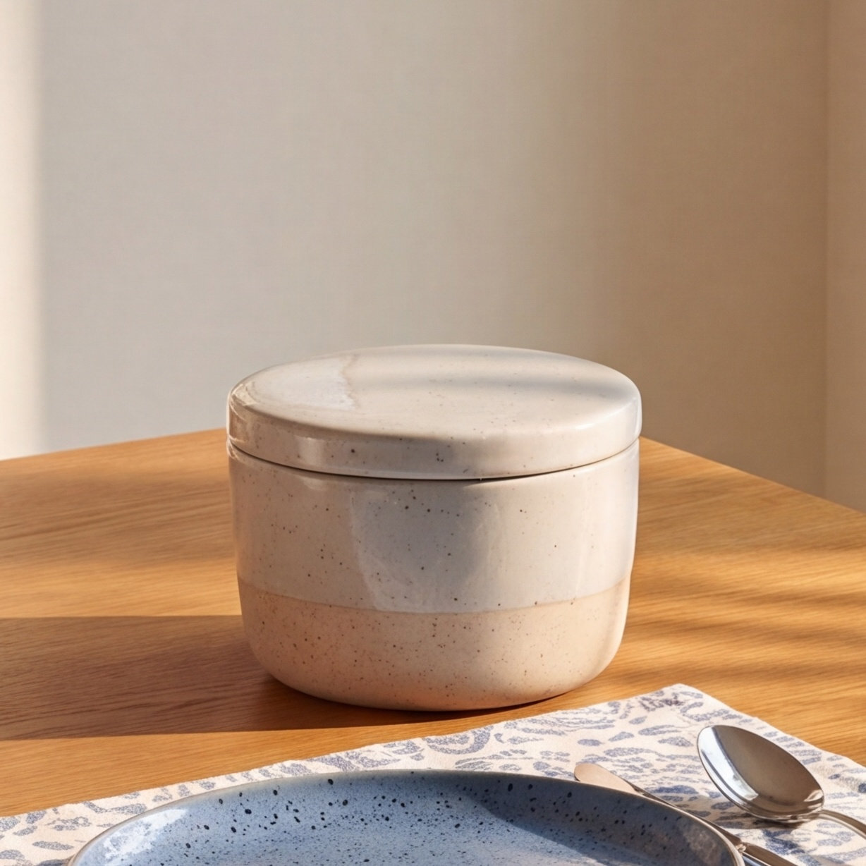 Sablo Ceramic Sugar Bowl with Lid, Cloud