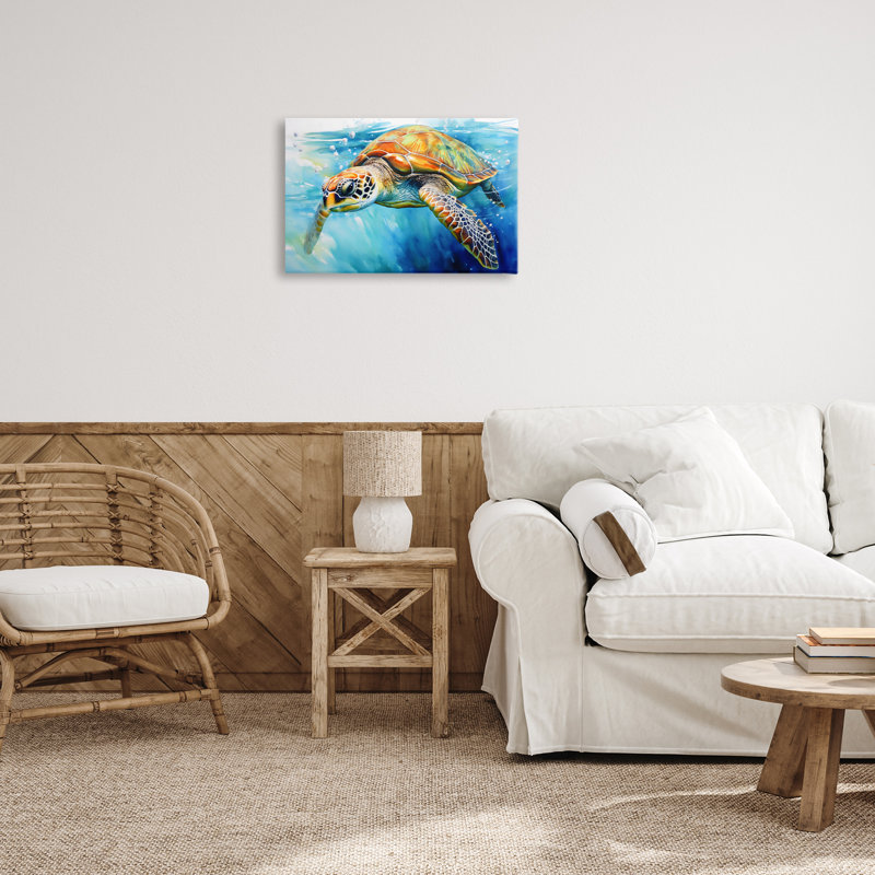 «Graceful Swimmer Tortoise», art mural par LSR Creative Studio, H 16 po x l 24 po
