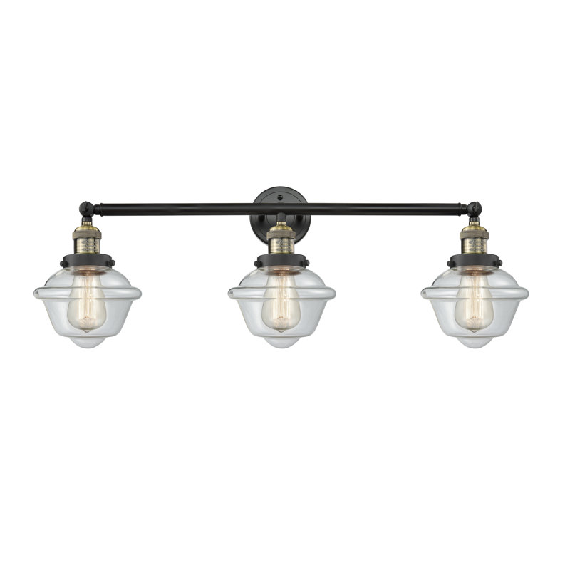 Anthony 3 - Light Dimmable Vanity Light, Clear, Black Antique Brass, Bulb Not Included