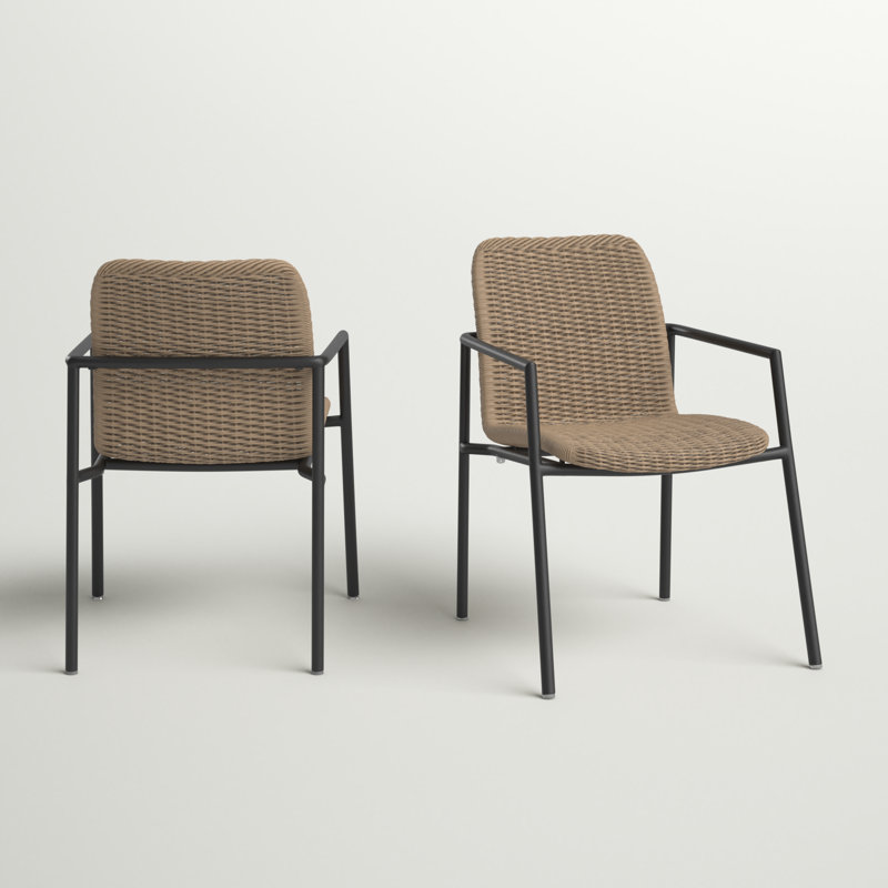 Fauteuil de patio en aluminium thermolaqué empilable Orso, Carbone, Sable