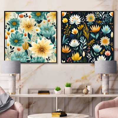 Mindfulness Sanctuary Mediation - Ensemble de 2 collages carrés botaniques abstraits