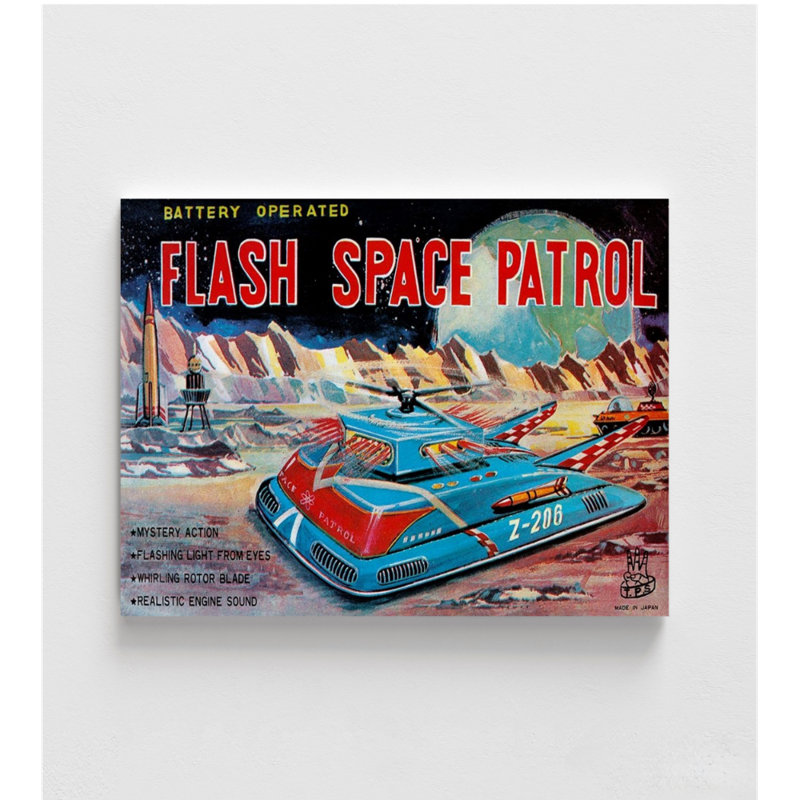 Flash Space Patrol par Retrotrans, impression d'affiche rétro espace profond, art mural rétro rétro, décoration de salle de jeu rétro vaisseau spatial lune
