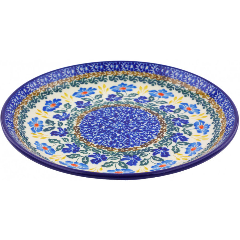 Blue Forget-Me-Nots Polish Pottery 8" Plate