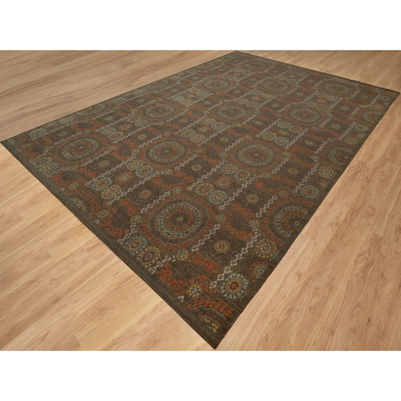 Tapis surdimensionné brun en laine noué à la main 10 pi 1 po x 15 pi 1 po Himalayan 229CC827EB454282808CDAF7EE636B64