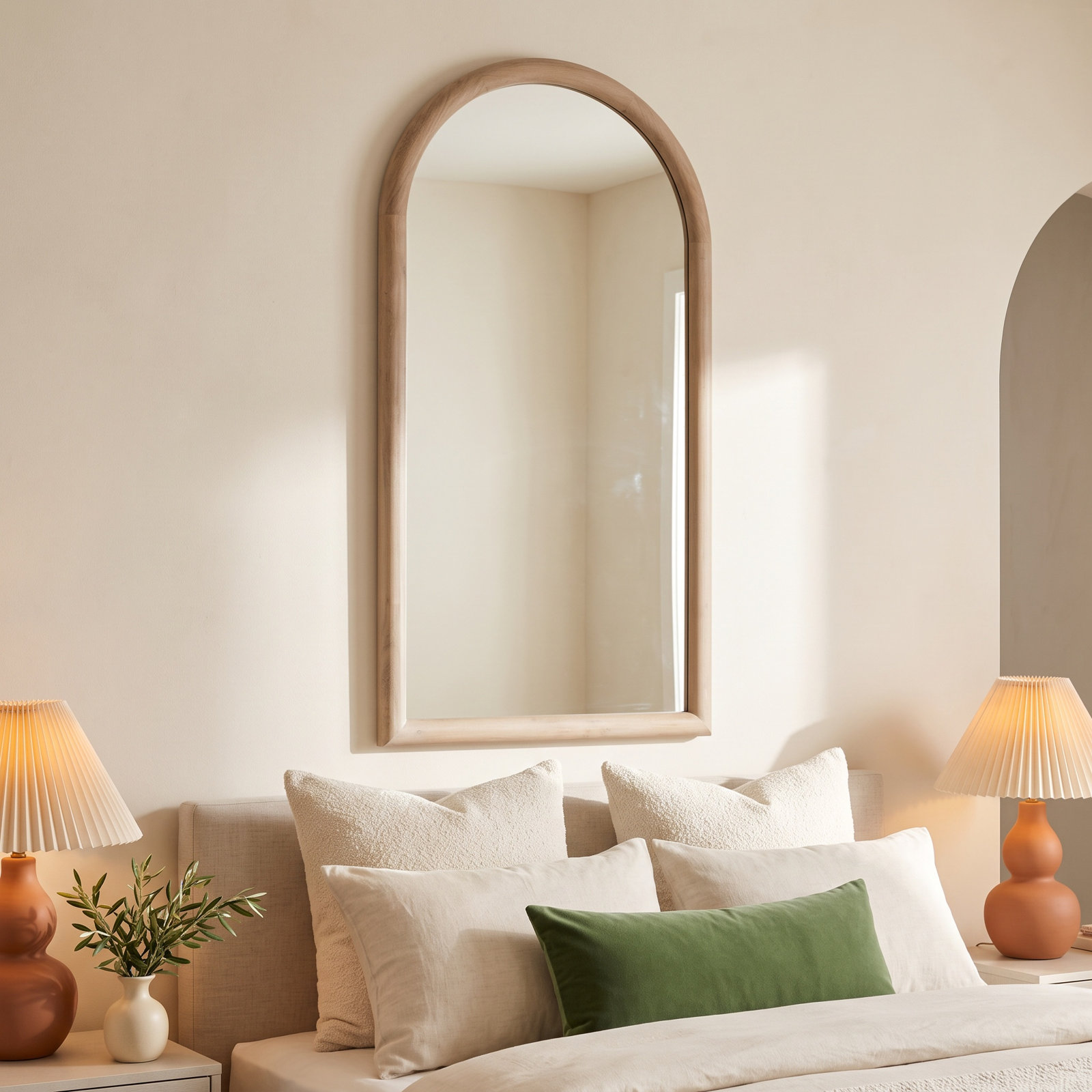 Aubria 38 " Acacia Full-Length Mirror, Whitewash Acacia