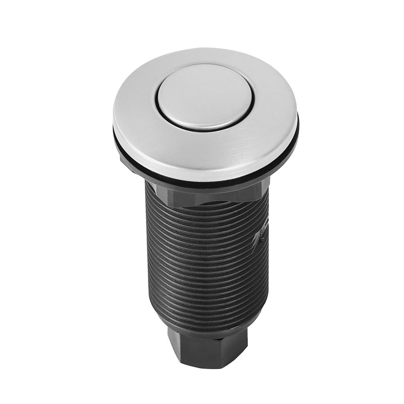 Ensemble de commutateur d'air pour broyeur à déchets, interrupteur à air pour évier à déchets longs de 3,5 po, bouton-poussoir d'air en acier inoxydable brossé pour les comptoirs en granit, en marbre et en quartz