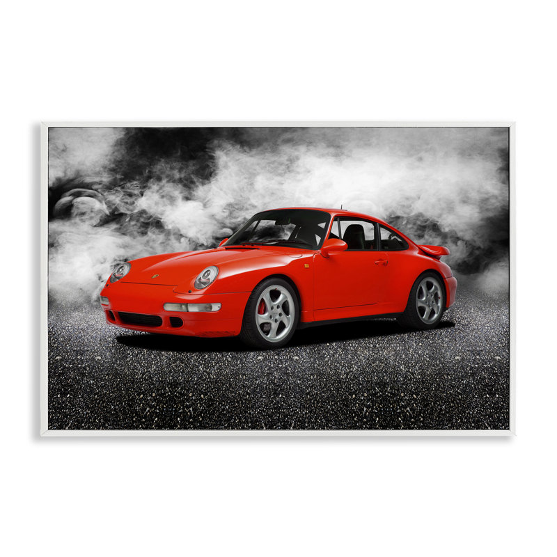 Giclée encadrée de voiture de sport rouge audacieux, design par Mark Rogan, H 16 po x l 24 po