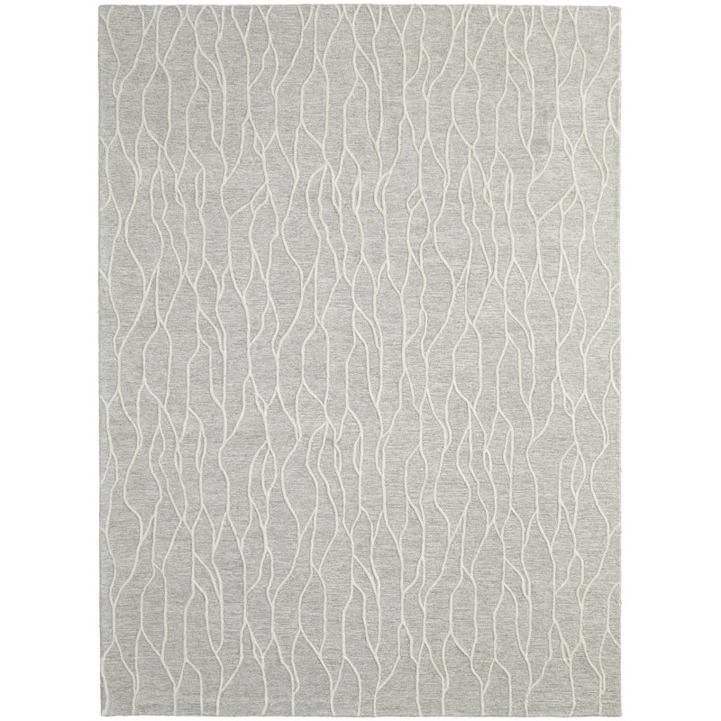 Tapis beige / blanc en laine / coton touffeté à la main Cunningham, Rectangle 2 pi x 3 pi