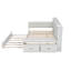 Lit de jour double en bois avec couchette, tablettes de rangement, banc et charge USB - tête de lit tapissier, 2 tiroirs-335765042