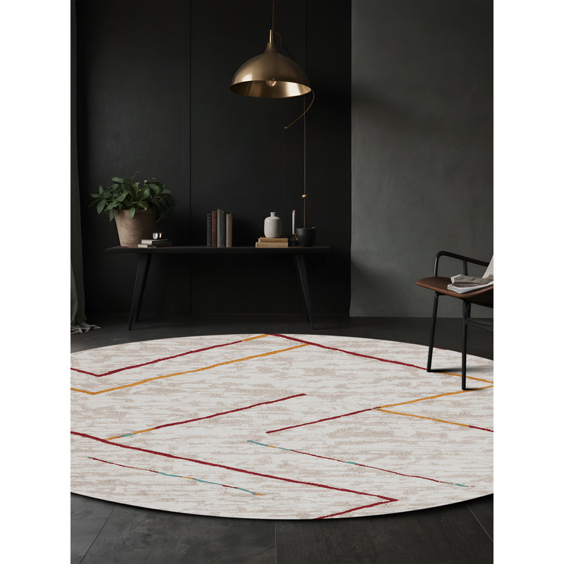Tapis gris soyeux et moelleux, Rond 6 pi
