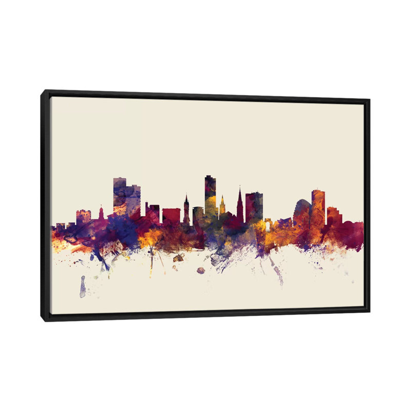 Série d’horizons : leicester, angleterre, royaume-uni, impression sur toile tendue beige, H 40 po x l 60 po x P 1,5 po