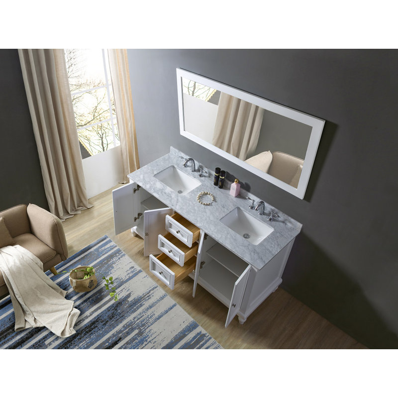 60'' Double Bathroom Vanity with Marble Top