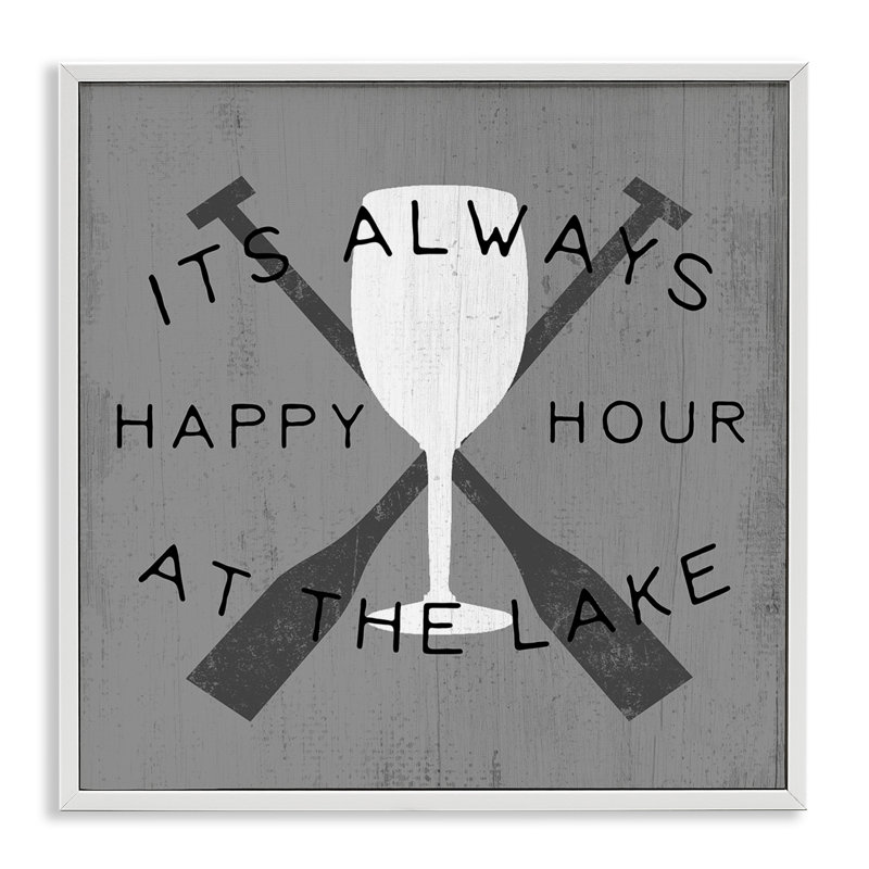 «Always Happy Hour At Lake Giclee» par Daphne Polselli, Giclée encadrée blanc bord de mer, H 17 po x l 17 po