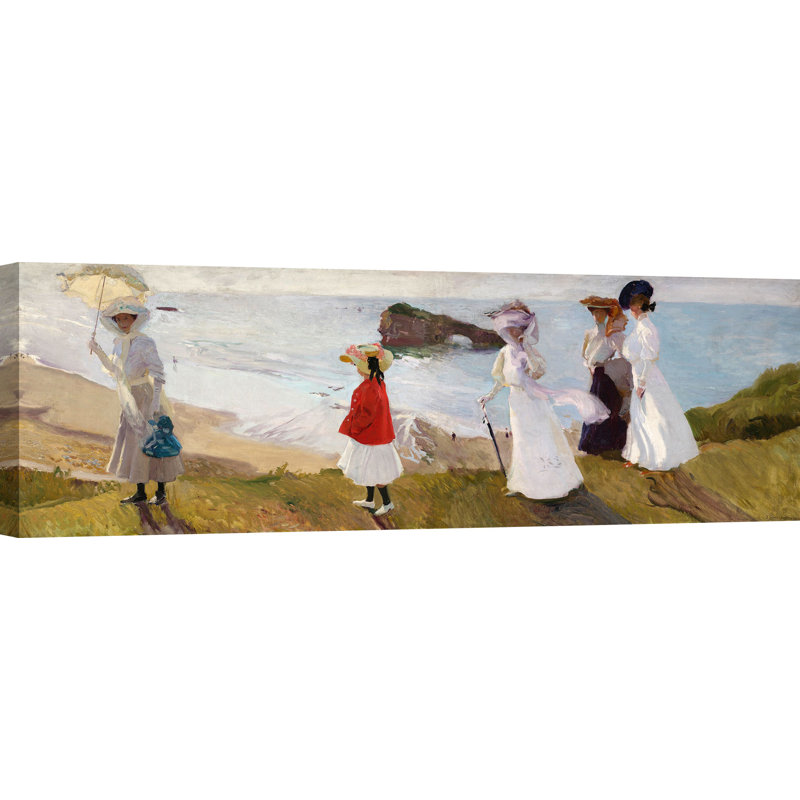 Lighthouse Walk At Biarritz by Joaquín Sorolla Y Bastida - Wrapped Canvas Painting, 50cm H x 150cm W x 4cm D