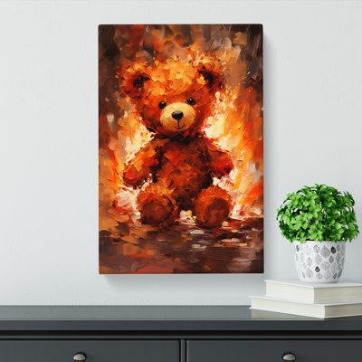 Teddy Bear Action Painting - Wrapped Canvas