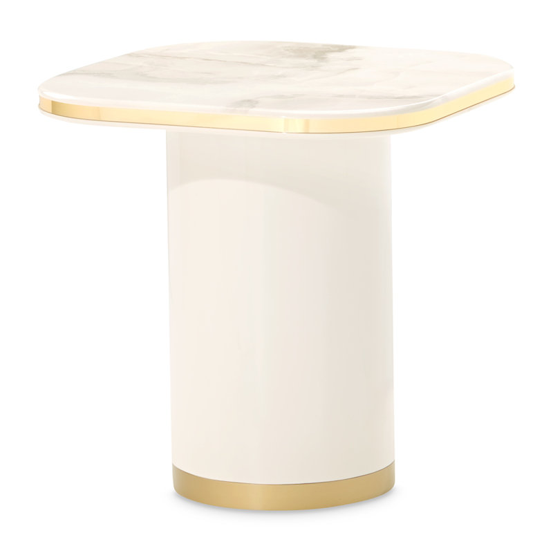 Gineverra End Table - Ivory Gold