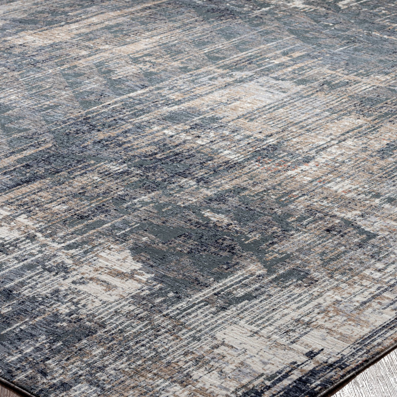 4 Abstract Area Rug in Charcoal/Beige, Rectangle 8'6" x 11'6"
