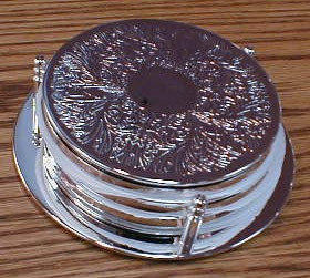 Stainless Steel Agate Ceramic Jute Leather Crystal Circle Round 7 Piece Coaster Set with Holder Set
