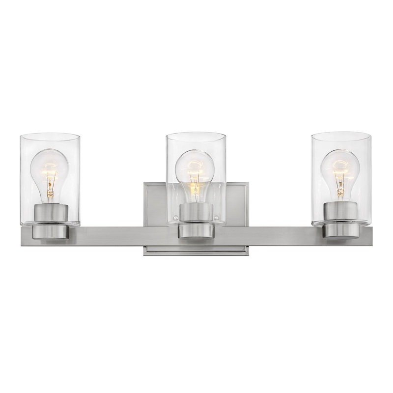 Miley 3-Light Dimmable Vanity Light, Brushed Nickel/Clear