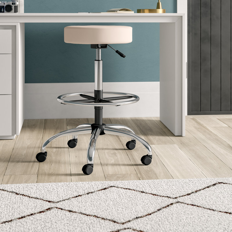 Huckstep Adjustable Height Lab Stool with Footrest, Beige