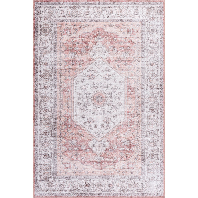 Prairie Medallion SplashGuard Machine Washable Area Rug, Rectangle 9' x 12'