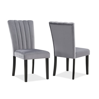 Ensemble de 2 chaises d'appoint Jariah, tissu d'ameublement, rembourré, noir, gris