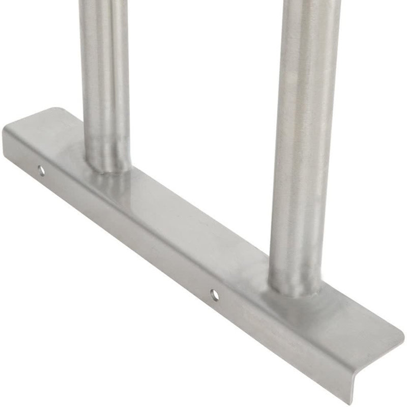 Open Base Stainless Steel Table with Double Tier Overshelf, 67" H x 60" W x 24" D