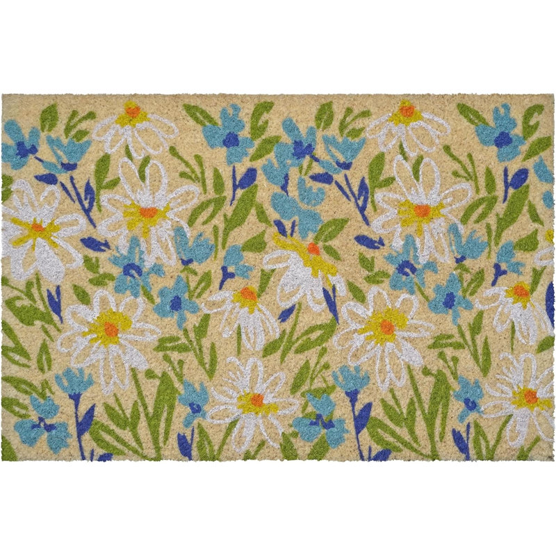 Paillasson 18 po x 30 po brun clair, floral et vert
