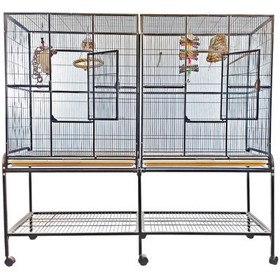 Baxter 65'' Iron Flat Top Flight Cage with Wheels