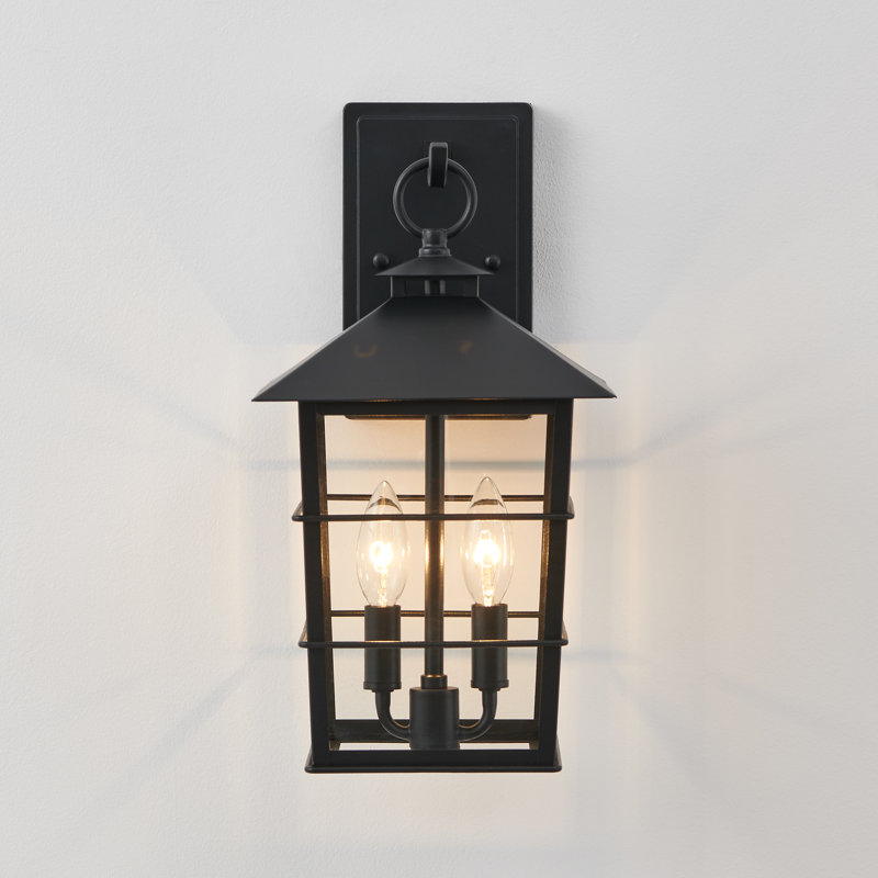 Lanterne murale d'extérieur à 15 lumières H 15,5 "noire 