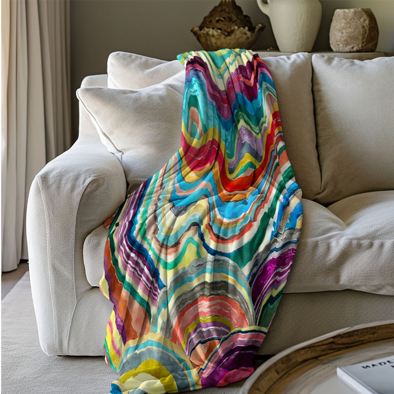 Rainbow Rhythm Stripes Throw Blanket, 50" W x 60" L