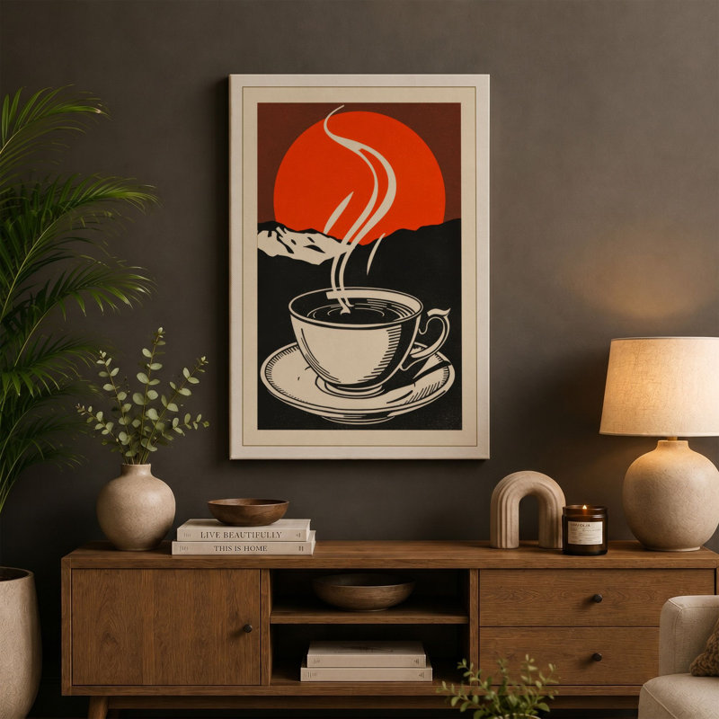 Rising Sun Coffee Modern - Wrapped Canvas, 30x20 - 76.2 x 50.8 cm, Sage Border