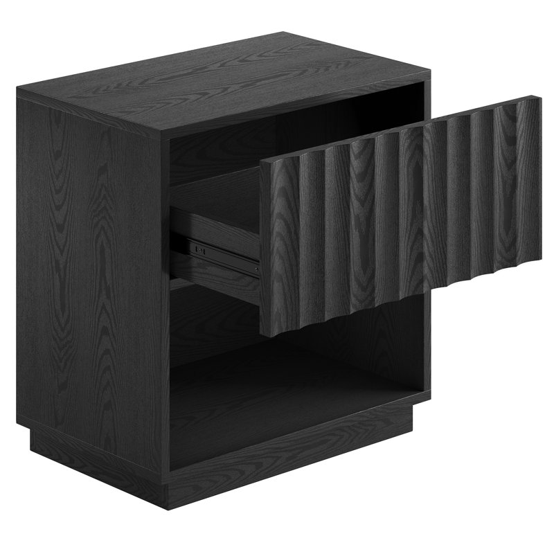 Table de chevet rectangulaire cannelée 24 po Jason, Grain noir